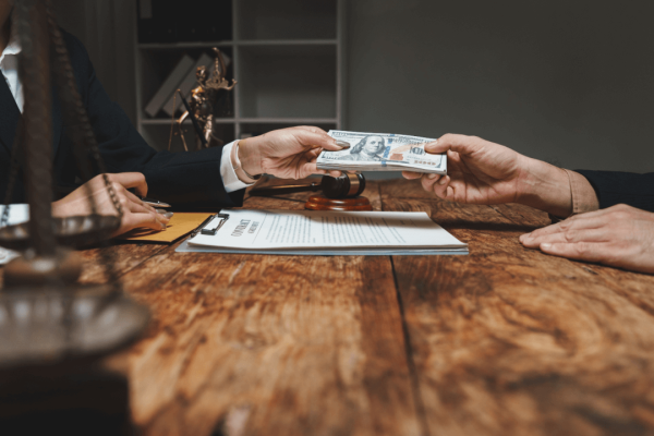 Client paying lawyer $400 hourly fee for legal services during consultation