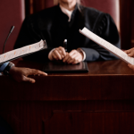 What is the role of a criminal defense lawyer in courtroom proceedings with judge and attorneys