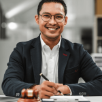 How criminal defense attorneys work - lawyer preparing case documents at office desk