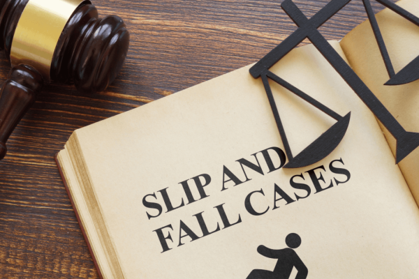 Do I have a slip and fall case shown on a law book with gavel and scales