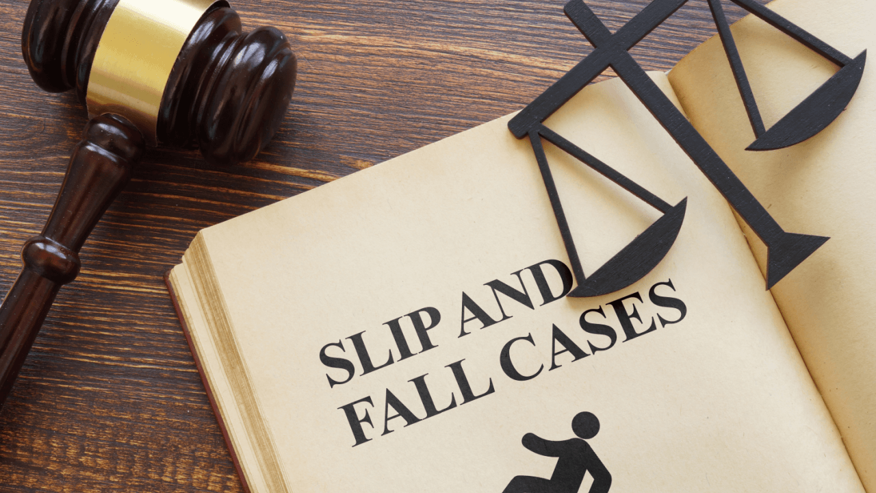 Do I have a slip and fall case shown on a law book with gavel and scales