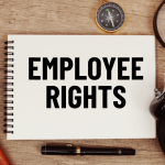 Employee rights notebook with gavel and clock representing intermittent FMLA leave employee rights